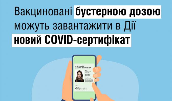 COVID-сертифікат для щеплених бустерною дозою тепер у застосунку «Дія» COVID-сертифікат для щеплених бустерною дозою тепер у застосунку «Дія»