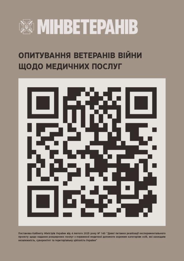 Міністерство у справах ветеранів України проводить важливе опитування для ветеранів та ветеранок щодо оцінки якості медичних послуг