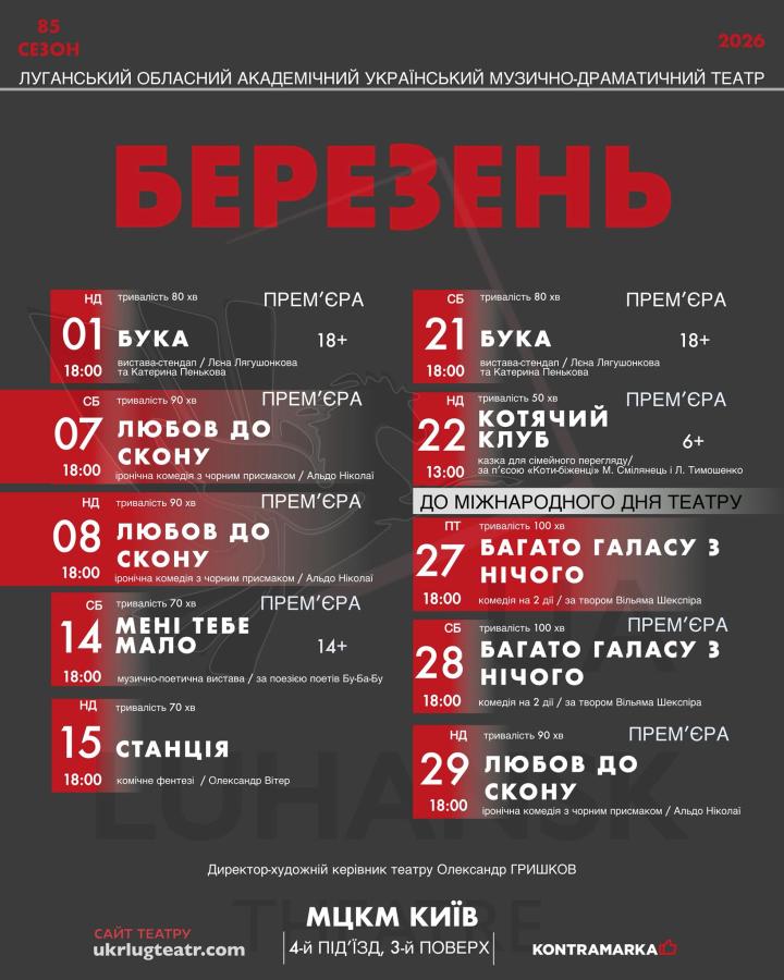 вистави березня 