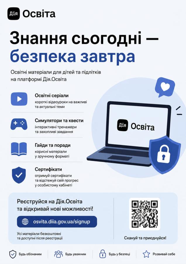 навчальні матеріали для дітей на Дія.Освіта
