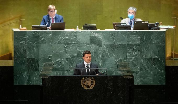 Виступ Президента України Володимира Зеленського на загальних дебатах 76-ї сесії Генеральної Асамблеї ООН Виступ Президента України Володимира Зеленського на загальних дебатах 76-ї сесії Генеральної Асамблеї ООН