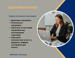 Звертаємо увагу підприємців району на актуальні гранти і програми для бізнесу станом на вересень 2025 року