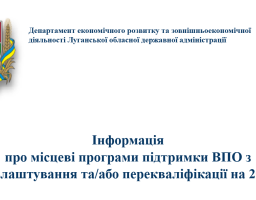 місцеві програмами підтримки ВПО з працевлаштування